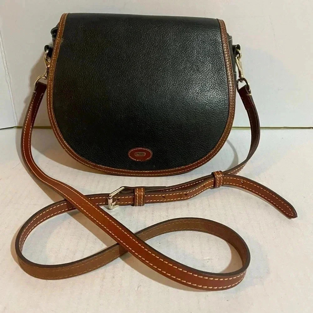 Bally vintage brown black leather crossbody handbag - Picture 1 of 14